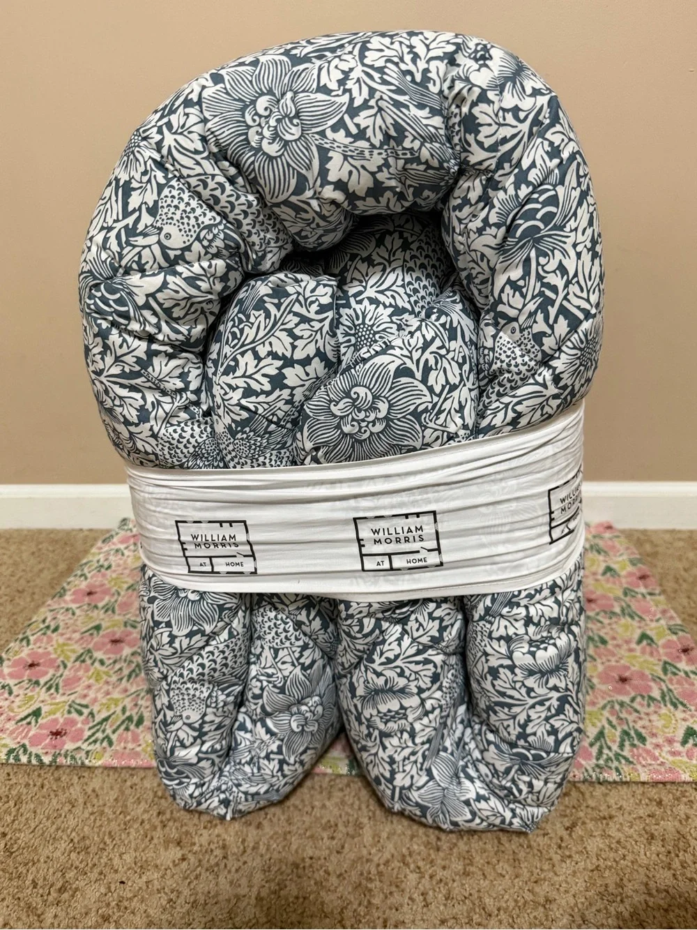 William Morris Bird and Anemone King Comforter in Sea Blue